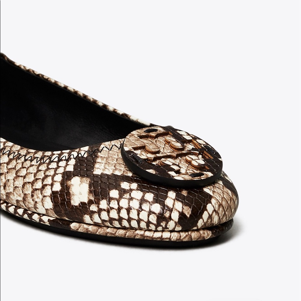 NIB Tory Burch Snake Embossed Leather Minnie Flats - Picture 2 of 5